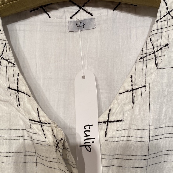 tulip clothing The Victoria in White Onyx windowpane print sleeveless dress XS - Picture 3 of 11